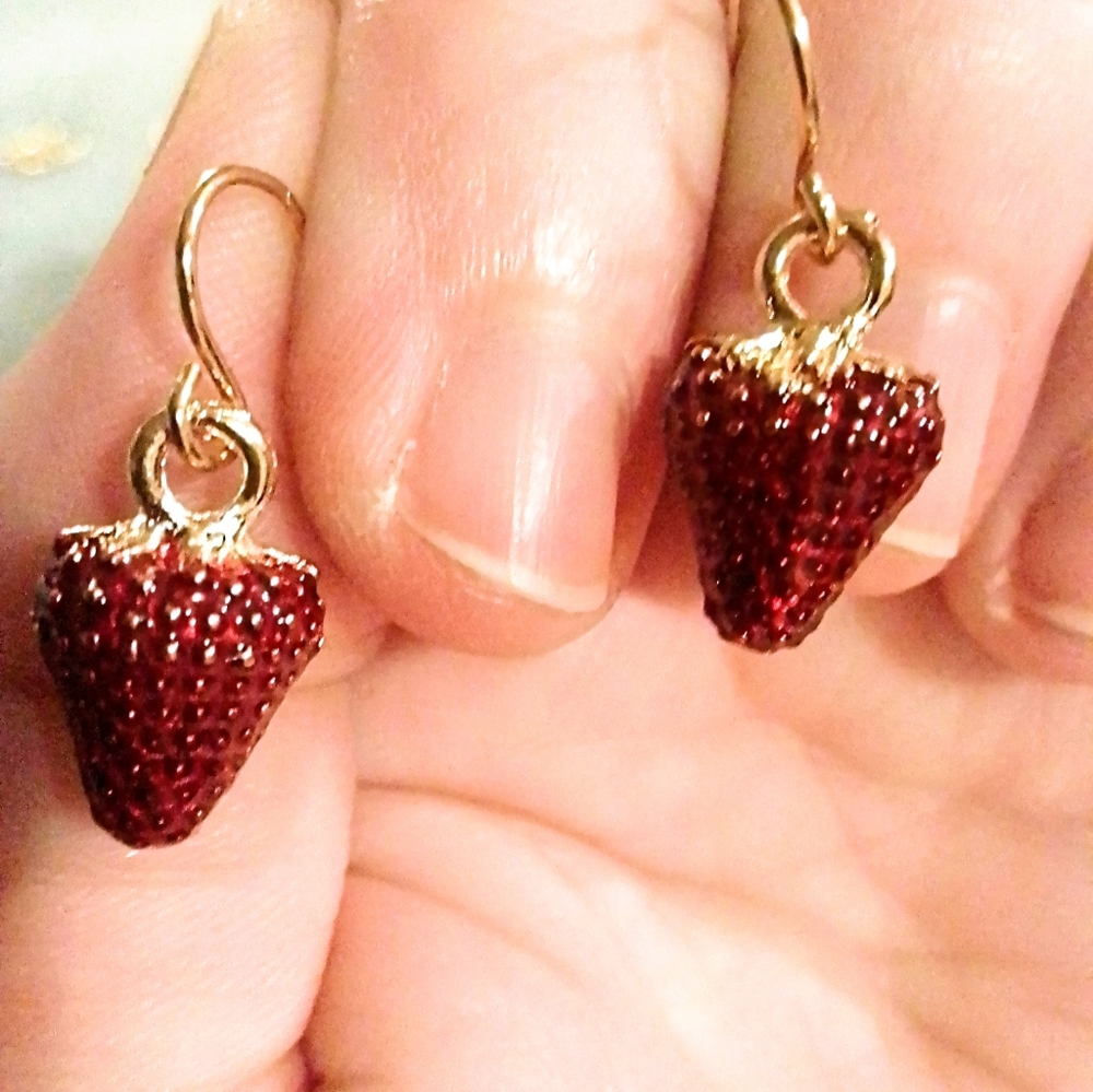 Handmade Red and Gold Strawberry Earrings